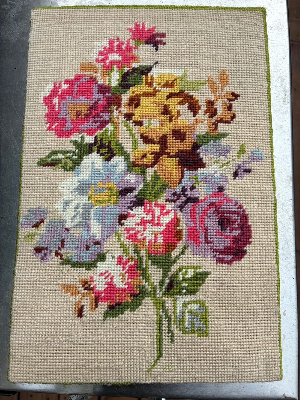 Floral Cross-Stitch Wall Art in Multicolor neednepoint bouquet FRANCE